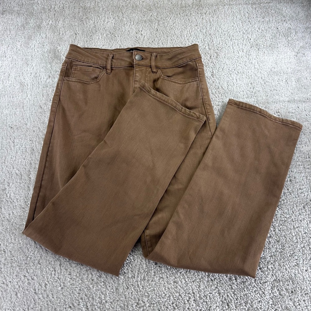 Well Worn Womens Straight Leg Pants Brown High Rise Size 4/27 Stretch Tobacco